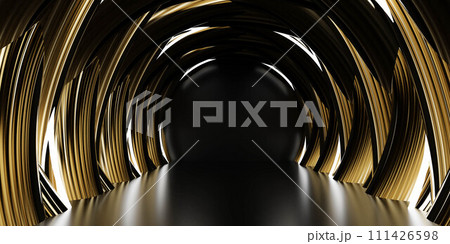Abstract Golden Spiral Tunnel Illusion With Reflective Surfaces in a Close-Up View 3d render illustration Abstract Golden Spiral Tunnel Illusion With Reflective Surfaces in a Close-Up View 3d render illustration 111426598