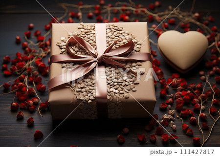 A Gift Box That Echoes the Heartbeat of Valentine's Day or an Anniversary 111427817