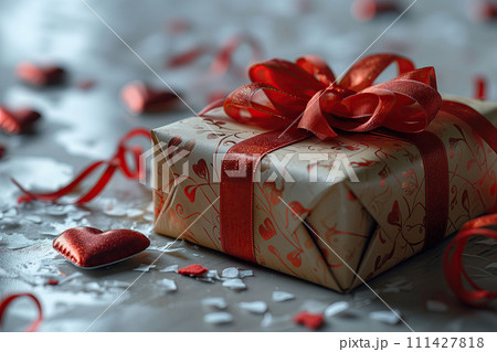A Gift Box That Echoes the Heartbeat of Valentine's Day or an Anniversary 111427818
