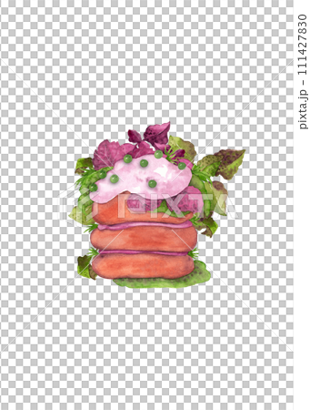 Vegan hamburger. Watercolor illustration for your design Vegan hamburger. Watercolor illustration for your design 111427830