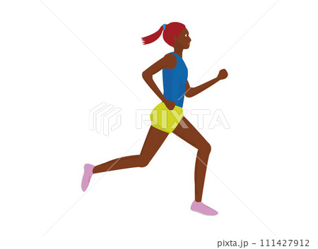 ランニングする女性のイラスト素材です。 111427912