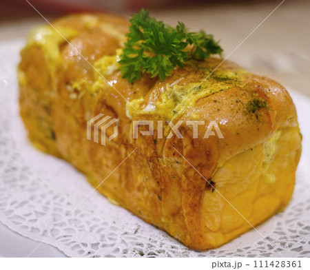 Fresh grilled delicious sandwich with topping and filling plated in white plate, just freshly baked Fresh grilled delicious sandwich with topping and filling plated in white plate, just freshly baked 111428361