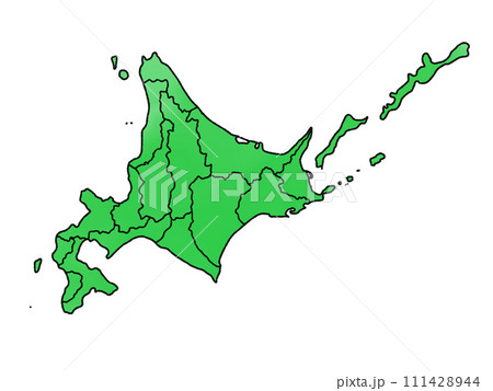 少しゆるい北海道地図 支庁分け 少しゆるい北海道地図 支庁分け 111428944