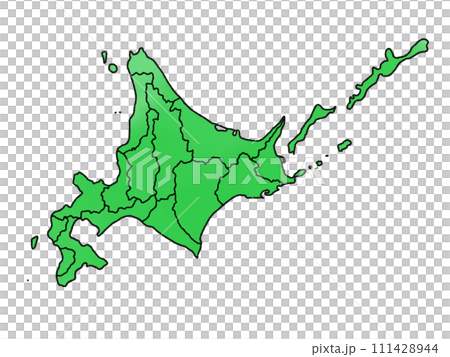 少しゆるい北海道地図 支庁分け 少しゆるい北海道地図 支庁分け 111428944