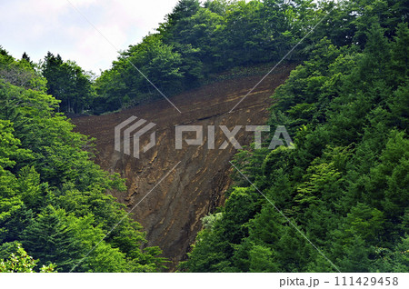 道志山塊の石割山　山崩れ 111429458