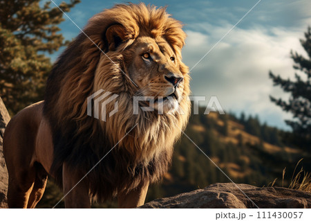 Lion on a natural habitat 111430057