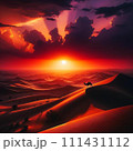 砂漠に沈む夕日 111431112