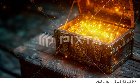 黄金に輝く宝箱特大サイズ