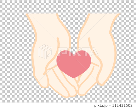 Simple illustration of both hands and heart 3 Simple illustration of both hands and heart 3 111431502