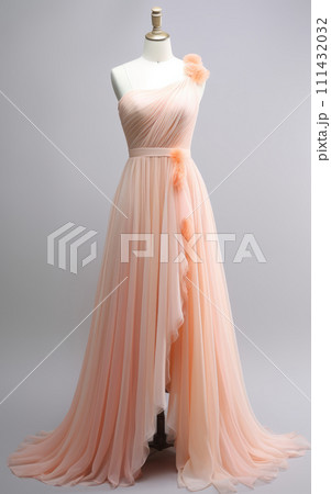 mannequin dress, peach fuzz, trending color of 2024. 111432032