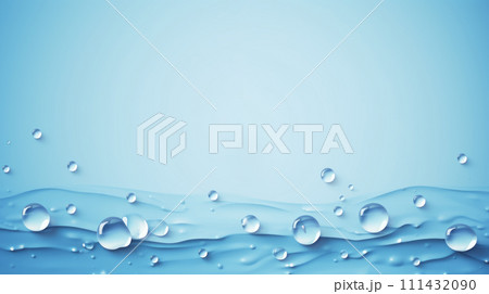 Realistic water drops on blue background. World Water Day,copy space.Illustration for your design 111432090