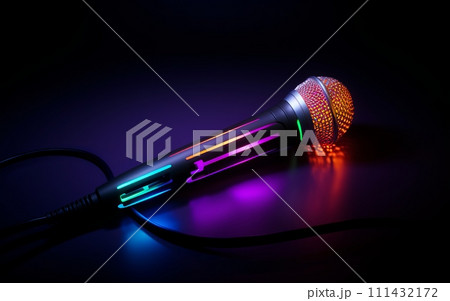 Karaoke Night Microphone: A vibrant, handheld microphone Karaoke Night Microphone: A vibrant, handheld microphone 111432172