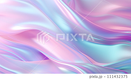 ホログラフィックのようなパステルカラーの生地の背景「AI生成画像」 111432375