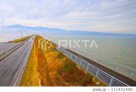 諫早湾干拓堤防道路、雲仙市吾妻町、雲仙多良シーライン、諫早市高来町、国営諫早湾干拓事業、 111432480