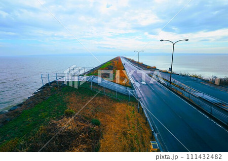 諫早湾干拓堤防道路、雲仙市吾妻町、雲仙多良シーライン、諫早市高来町、国営諫早湾干拓事業、 111432482