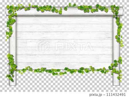 ivy leaves and white sign ivy leaves and white sign 111432491