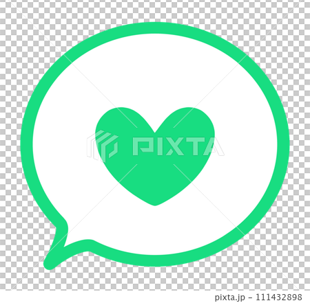 Simple green heart mark and speech bubble Simple green heart mark and speech bubble 111432898