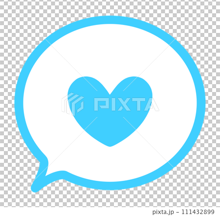 Simple light blue heart mark and speech bubble 111432899