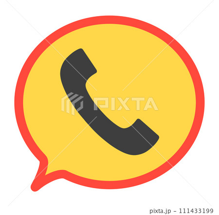 赤色と黄色｜電話注意マークの吹き出し 111433199