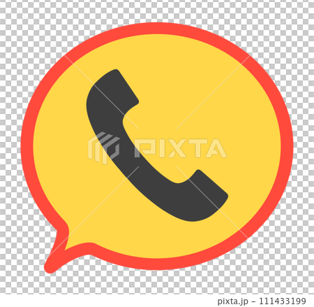 赤色と黄色｜電話注意マークの吹き出し 111433199
