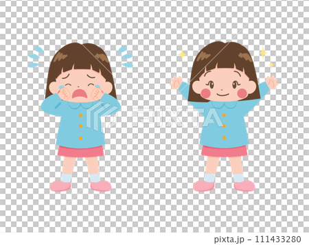 泣いている女の子と笑顔の女の子のセット 111433280