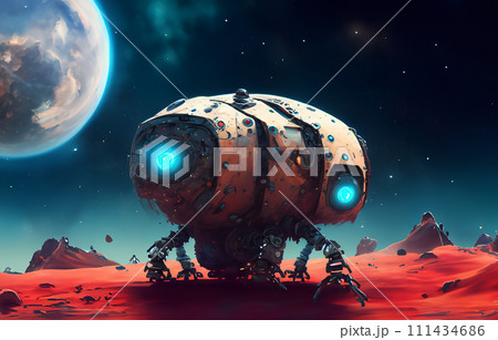 宇宙探査ロボット AI生成画像　宇宙探査　宇宙時代　ロボット　火星　マーズ　 111434686