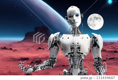 宇宙探査ロボット AI生成画像　宇宙探査　宇宙時代　ロボット　火星　マーズ　 111434687