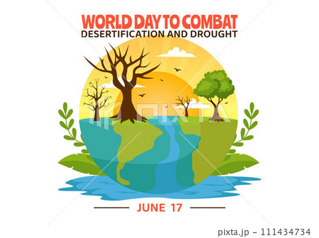 World Day to Combat Desertification and Drought Vector Illustration with Turning the Desert Into Fertile Land and Pastures in Nature Flat Background 111434734