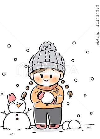 雪遊びをしている女の子 111434858