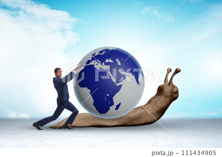 Businessman in slow business global business concept 111434905