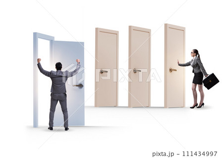 Business people and many doors of opportunities 111434997