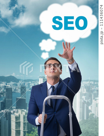 Businessman in SEO search engine optimization concept 111436074