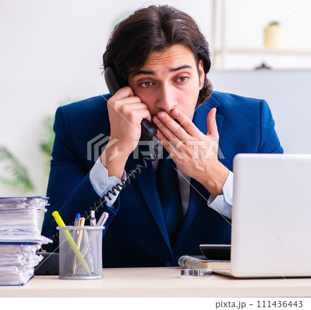 Young businessman sitting and working in the office Young businessman sitting and working in the office 111436443
