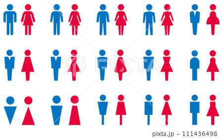 男女のトイレマークのベクターイラストセット 111436498