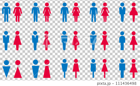 男女のトイレマークのベクターイラストセット 111436498
