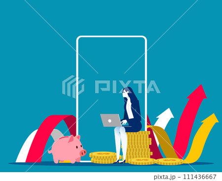 Person trading on a stock market. Finance app vector concept 111436667