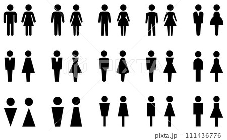 男女のトイレマークのベクターイラストセット 111436776