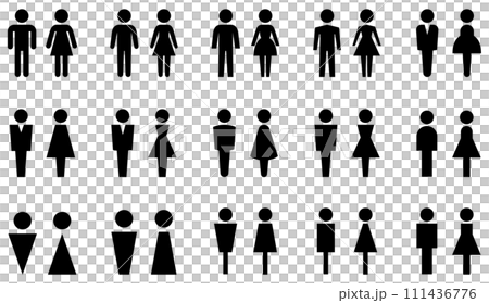 男女のトイレマークのベクターイラストセット 111436776