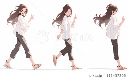 歩いている女性 111437296