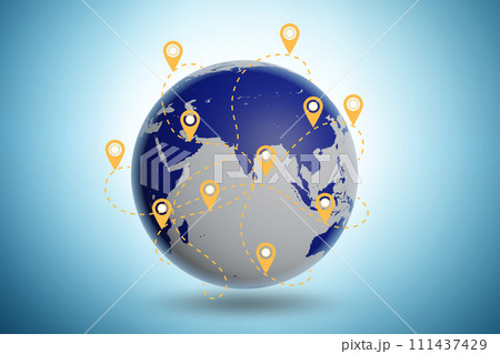 Global location concept with globe - 3d rendering Global location concept with globe - 3d rendering 111437429