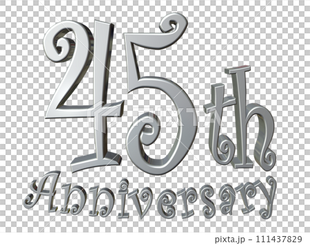 3DCG文字「45th Anniversary/45周年」シルバー,銀 111437829