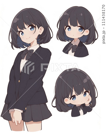 女子高生のキャラクターシート　いろんな表情（AI生成画像） 111438170