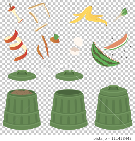 生ごみとコンポストのベクターイラスト 111438442