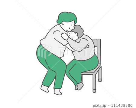 高齢女性の移乗介助をする女性介護士 高齢女性の移乗介助をする女性介護士 111438580