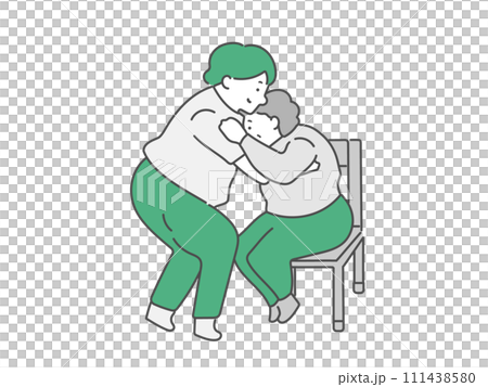 高齢女性の移乗介助をする女性介護士 高齢女性の移乗介助をする女性介護士 111438580