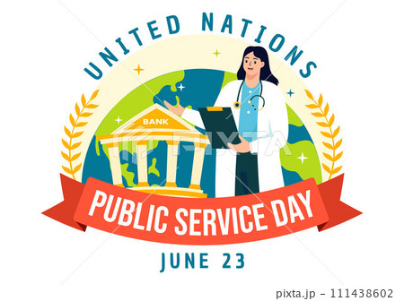 United Nations Public Service Day Vector Illustration with Publics Services to the Community in the Development Process in Flat Cartoon Background 111438602