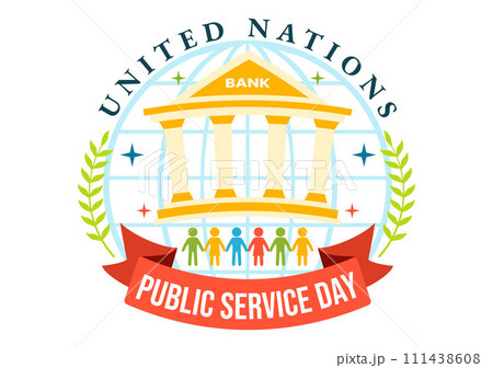 United Nations Public Service Day Vector Illustration with Publics Services to the Community in the Development Process in Flat Cartoon Background 111438608
