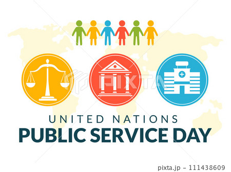 United Nations Public Service Day Vector Illustration with Publics Services to the Community in the Development Process in Flat Cartoon Background 111438609