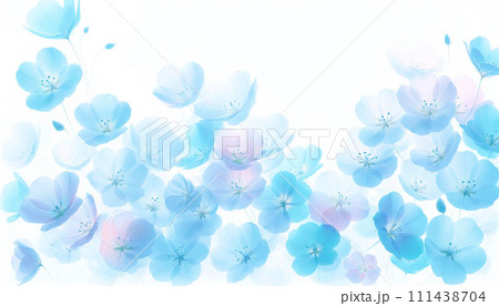 透明水彩のネモフィラの花 背景素材 透明水彩のネモフィラの花 背景素材 111438704