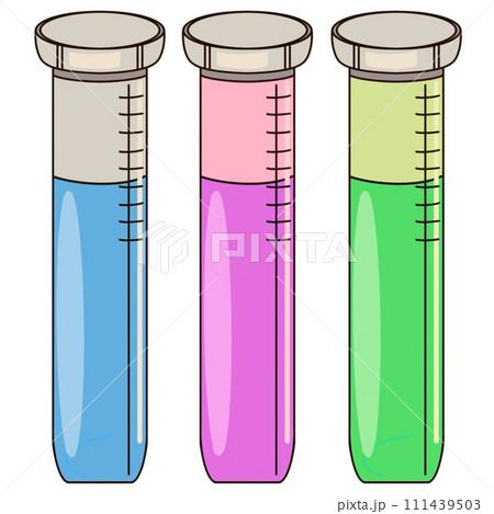 tubes with liquid chemist illustration on a white background hand-drawn close-up 111439503